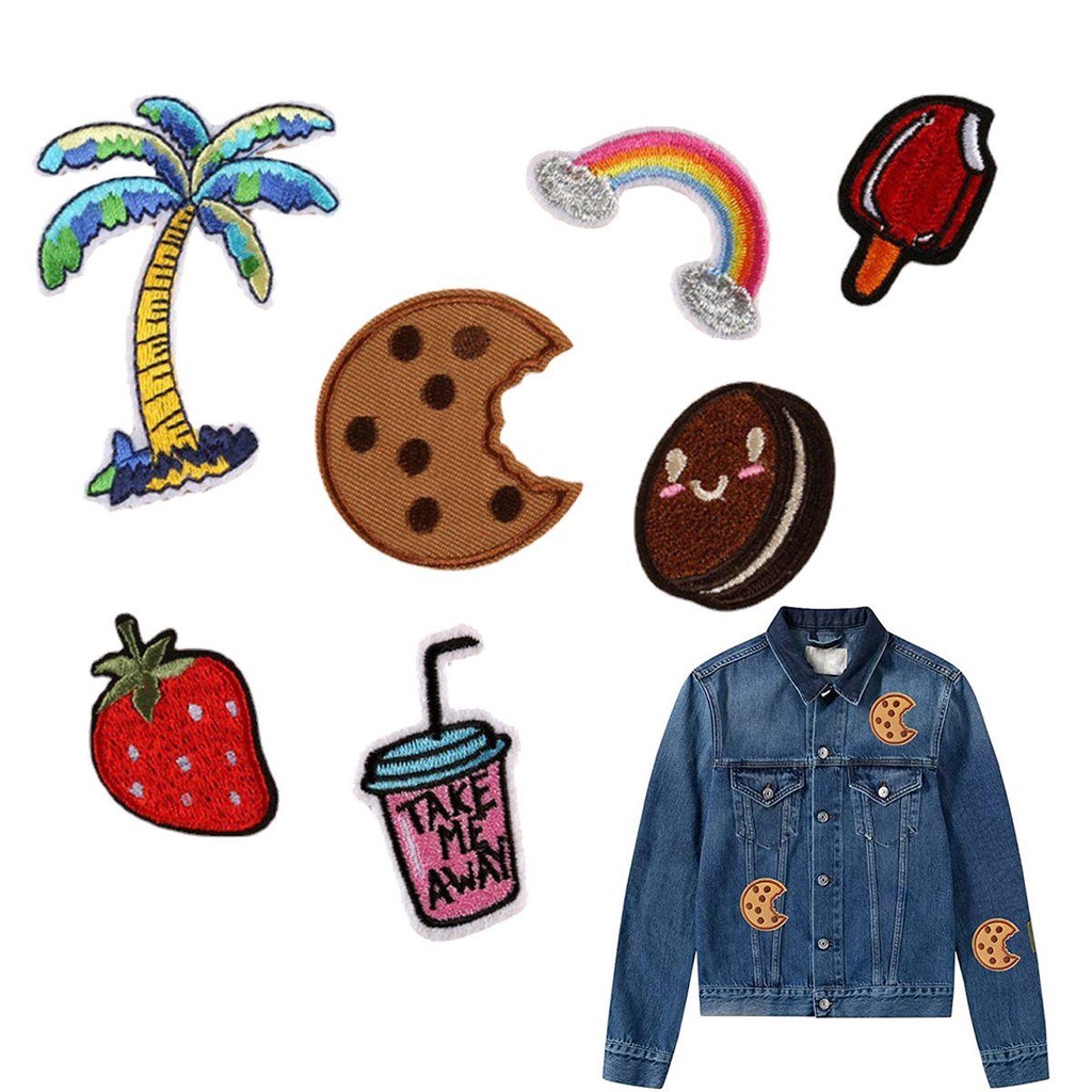 JARRED Sticker Ủi Thêu Hình Bánh Quy Cầu Vồng