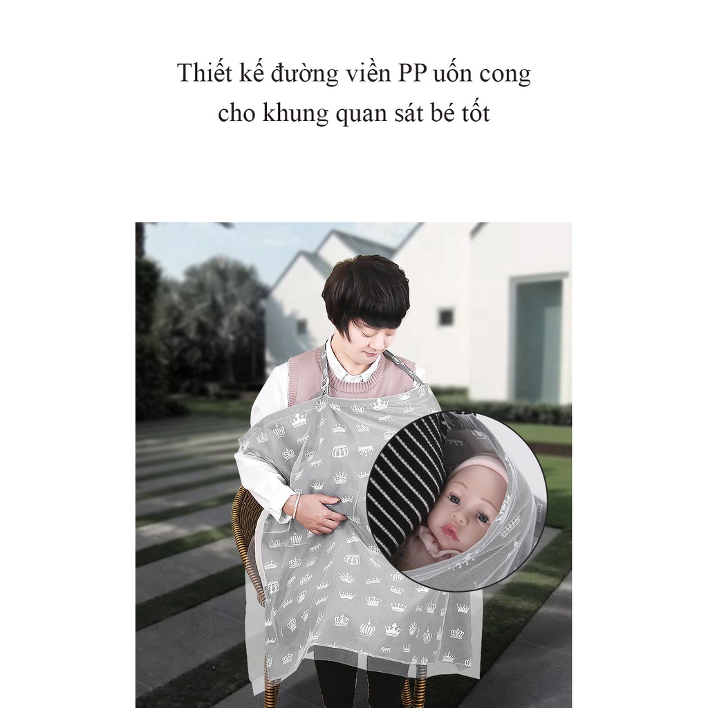 Áo choàng cho bé bú, áo chống nắng cho bé đa năng 2 lớp có thể làm mùng che cho bé chống côn trùng, 100% cotton 4 chiều