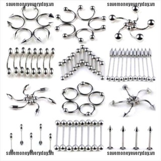 Set 60 / 85 Khuyên Xỏ Bằng Thép Không Gỉ Cá Tính Thời Trang