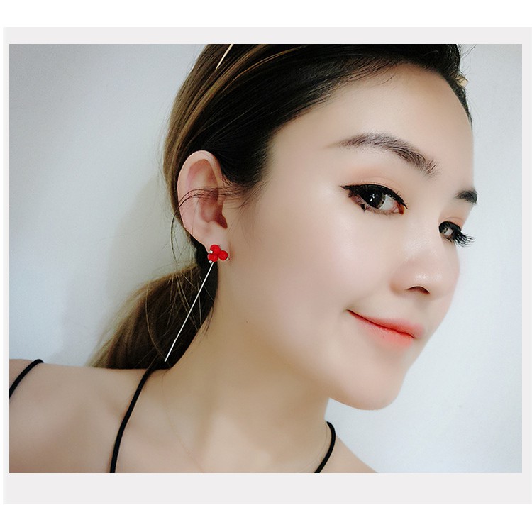 Khuyên tai 3 hạt đỏ