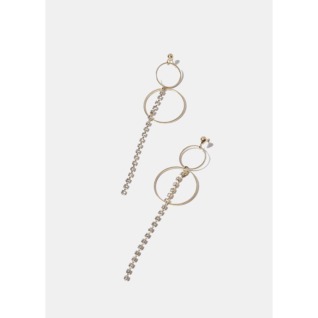 [THANH LÝ] BÔNG TAI SHOP MISS A Double Circle Rhinestone Drop Earrings