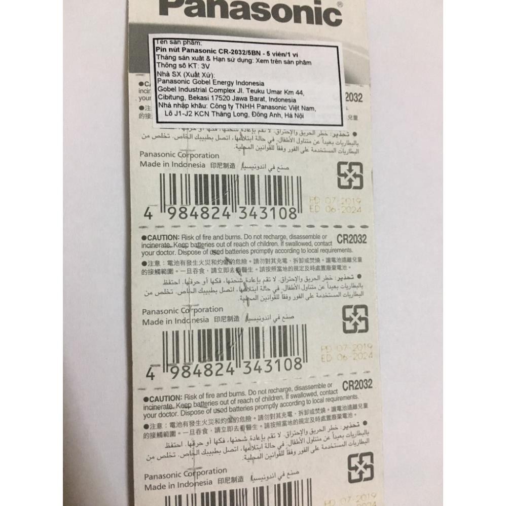 5 viên pin CR2032 Panasonic chính hãng