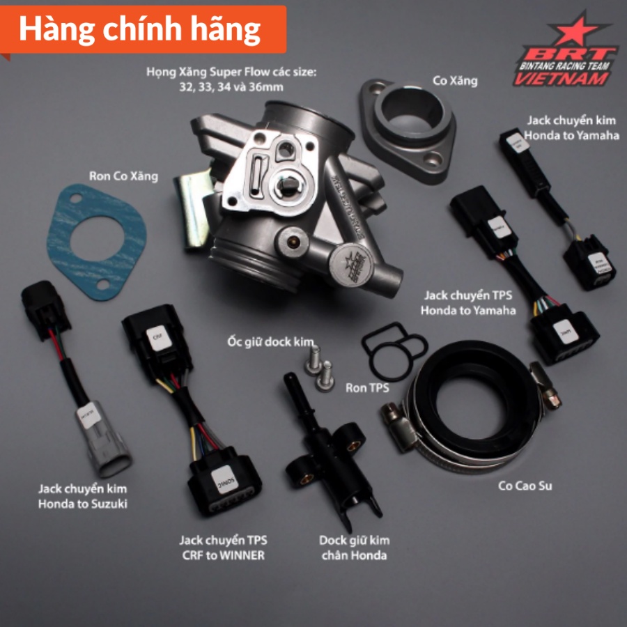 HỌNG XĂNG LẺ BRT SUPER FLOW 2 KIM PHUN ĐỐI XỨNG - Hàng Chính Hãng