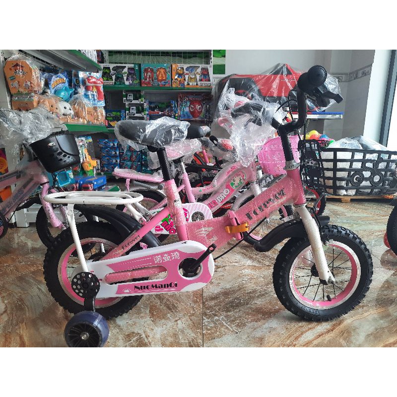 Xe đạp 12, 14, 16 inch màu đỏ cho bé trai và màu hồng dễ thương cho bé gái