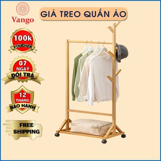 Giá treo quần áo thông minh bằng gỗ tre tự nhiên cao cấp Vango V4, Giá để đồ, giá phơi quần áo đa năng, sang trọng