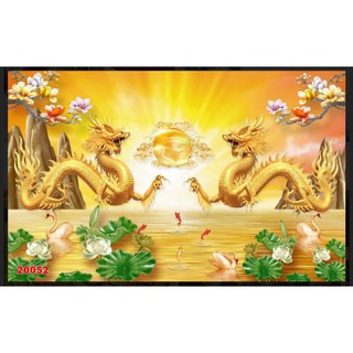 tranh dán tường rồng bay 3D có keo sẵn