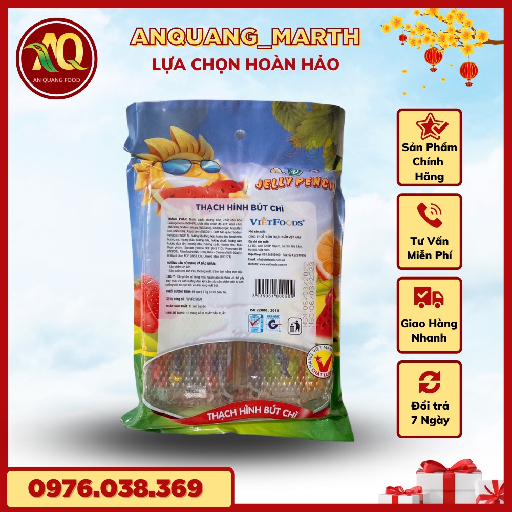 Thạch Rau câu Vietfood ANQUANG_MARTH,thạch bút chì gói 20 que-Hàng chất lượng
