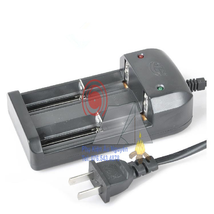 Dock sạc pin đôi 18650 nguồn 220V - Đen