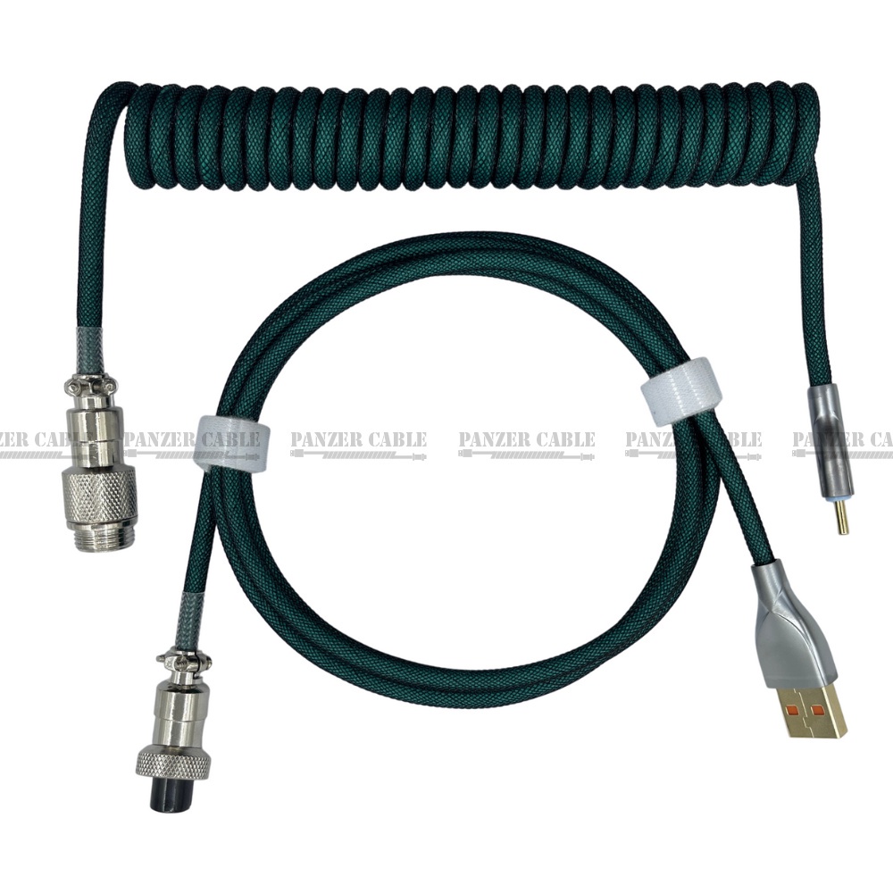 Dây cáp Panzer Cable cho bàn phím cơ Type-C, dạng xoắn lò xo, dây dù Polyethylene cao cấp, đầu cắm USB A kim loại