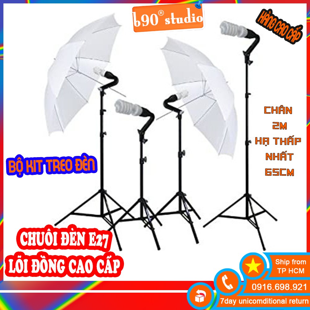 GIÁ SỈ  Bộ Kit Studio Chuôi E27 Chân Cao 2m Có Thể Điều Chỉnh Dù Tản Hỗ Trợ Ánh Sáng Chụp Hình