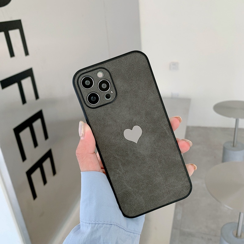 Ốp Điện Thoại Da Mềm Hình Trái Tim Thời Trang Cho iPhone 11 12 13 Pro Max 7 8 SE 2020 X XS XR Max 12Mini 13