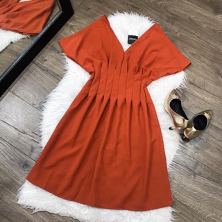 Đầm chít eo cổ V tay cánh dơi ❤️(KÈM ẢNH SÀN THẬT)t