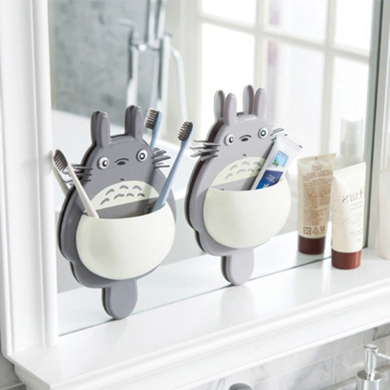 Kệ nhựa gắn tường đựng bàn chải đánh răng hình mèo Totoro dễ thương