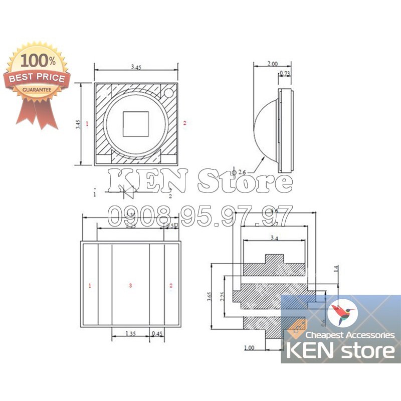 Bóng led, nhân led, chip led CREE XML T6 10W 3V - 3,7V DC