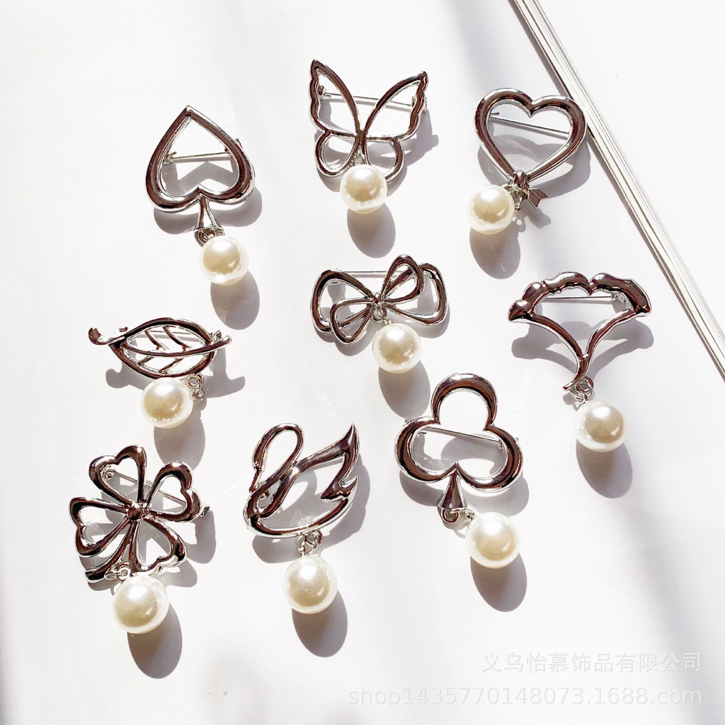 Ghim Cài Áo Hình Bướm Đính Ngọc Trai Nhân Tạo Thời Trang