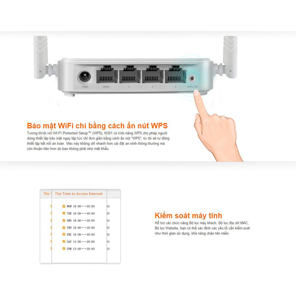 Bộ phát Wifi Tenda N301 wireless N300Mbps