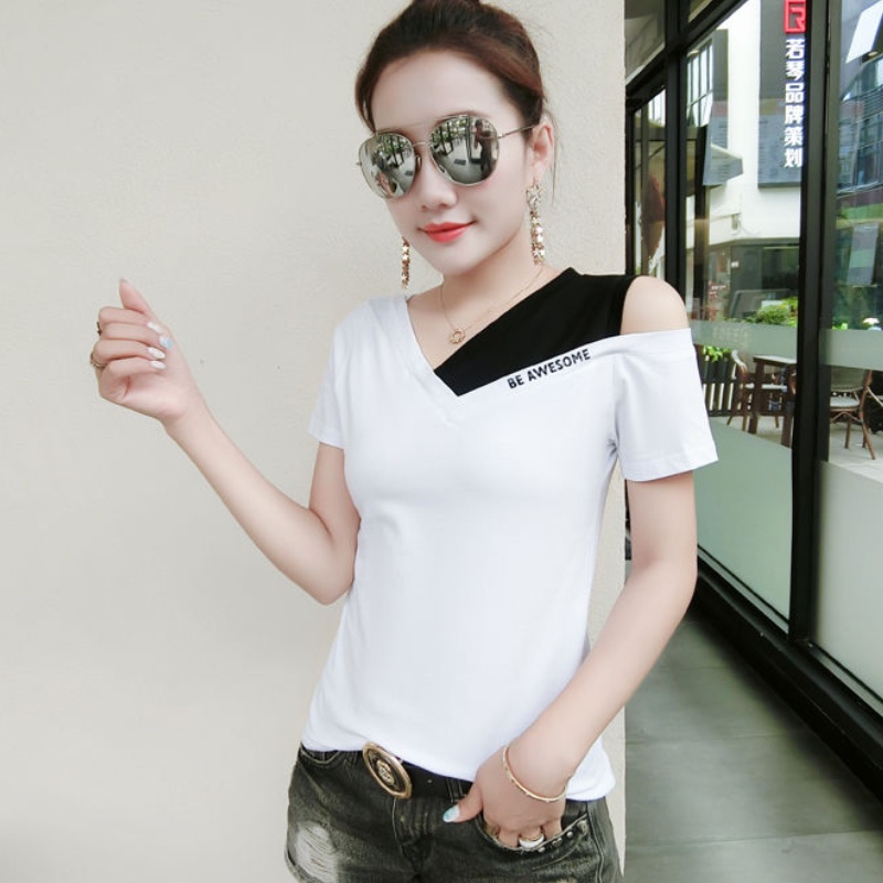 Áo Thun Cotton Ngắn Tay Hở Vai Thời Trang Dành Cho Nữ