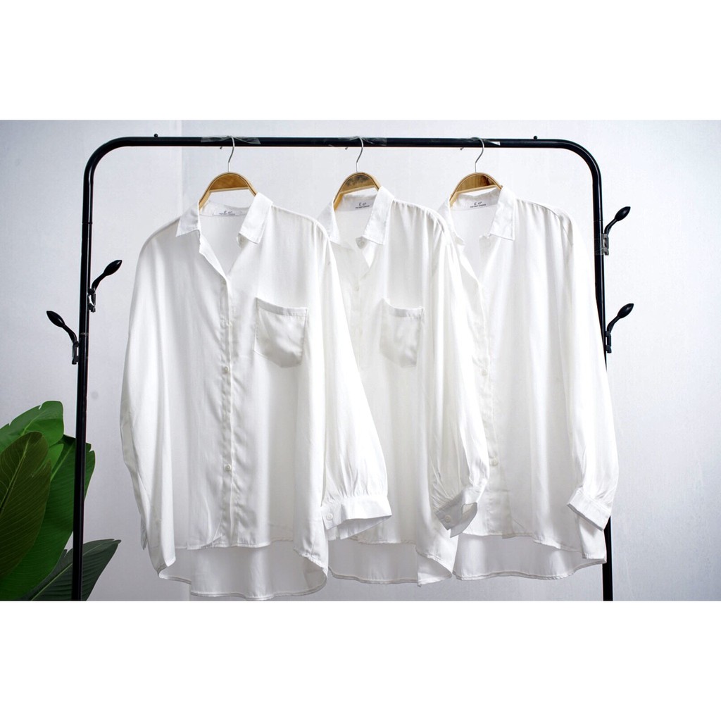 Áo sơ mi trắng nữ dài tay dáng rộng kiểu sáng basic | BigBuy360 - bigbuy360.vn