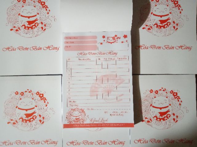 Hóa đơn bán hàng mèo thần tài 1 liên khổ A6-100t/q