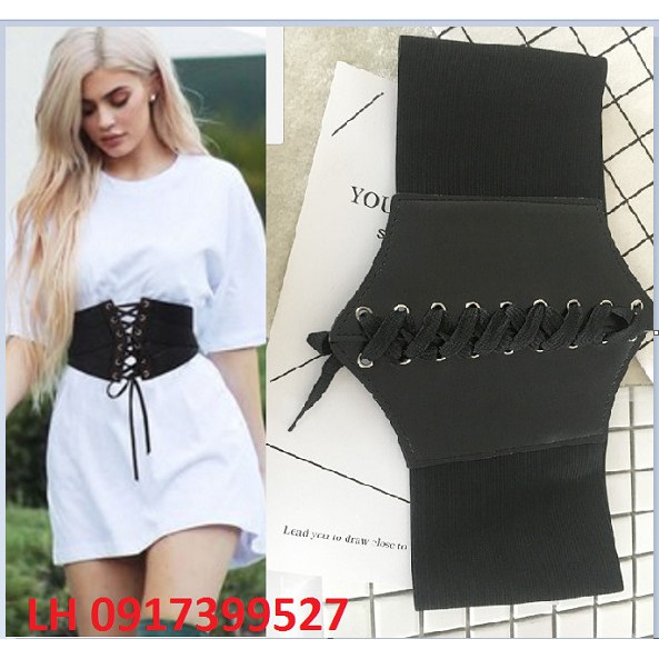 Thắt lưng Dây nịt nữ bản rộng 12 phân thời trang Hàn Quốc