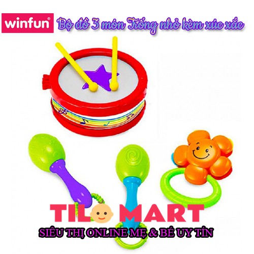 Bộ đồ 3 món: Trống nhỏ kèm xúc xắc Winfun
