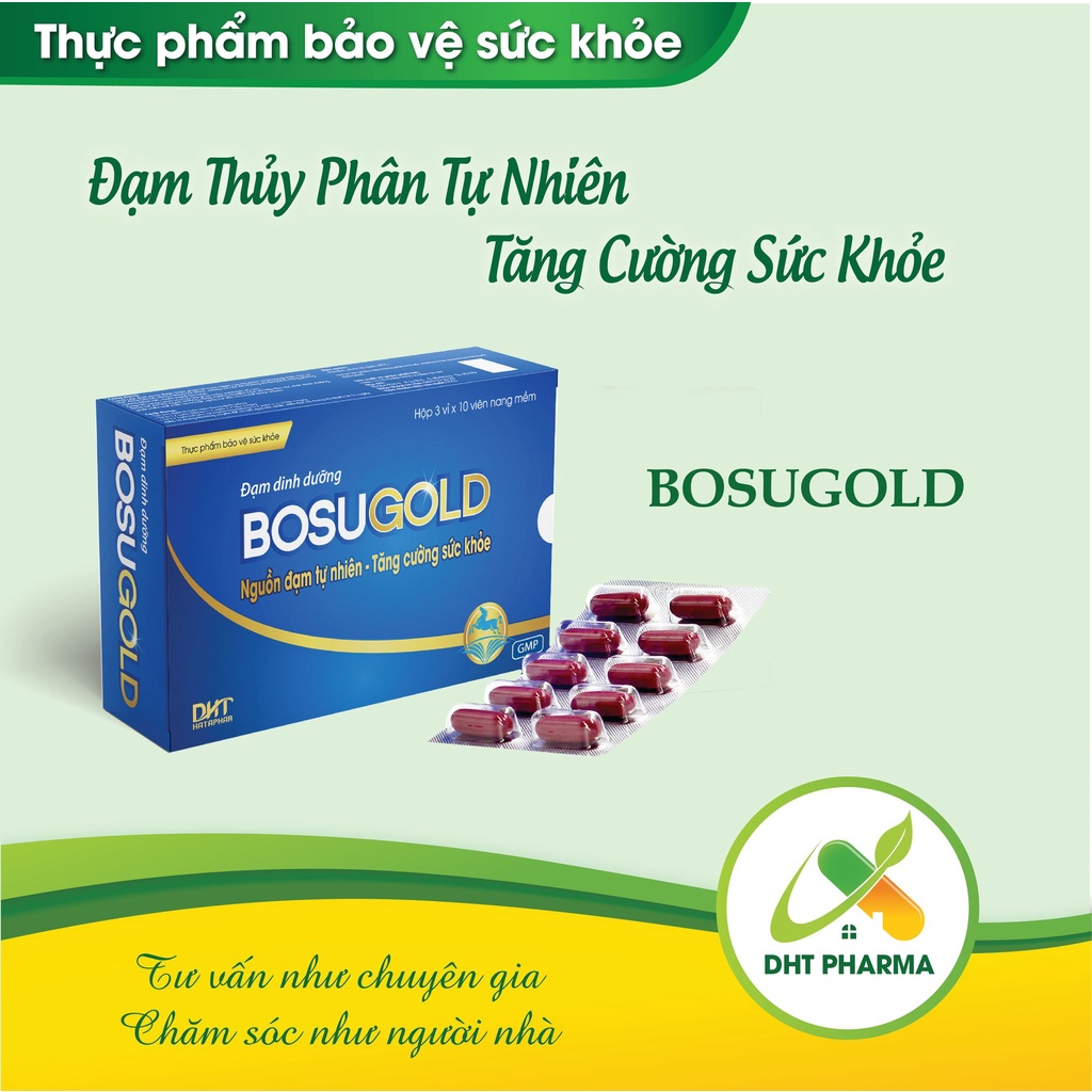 Đạm dinh dưỡng Bosugold - Tăng cường sức đề kháng, hộp 3 vỉ x 10 viên