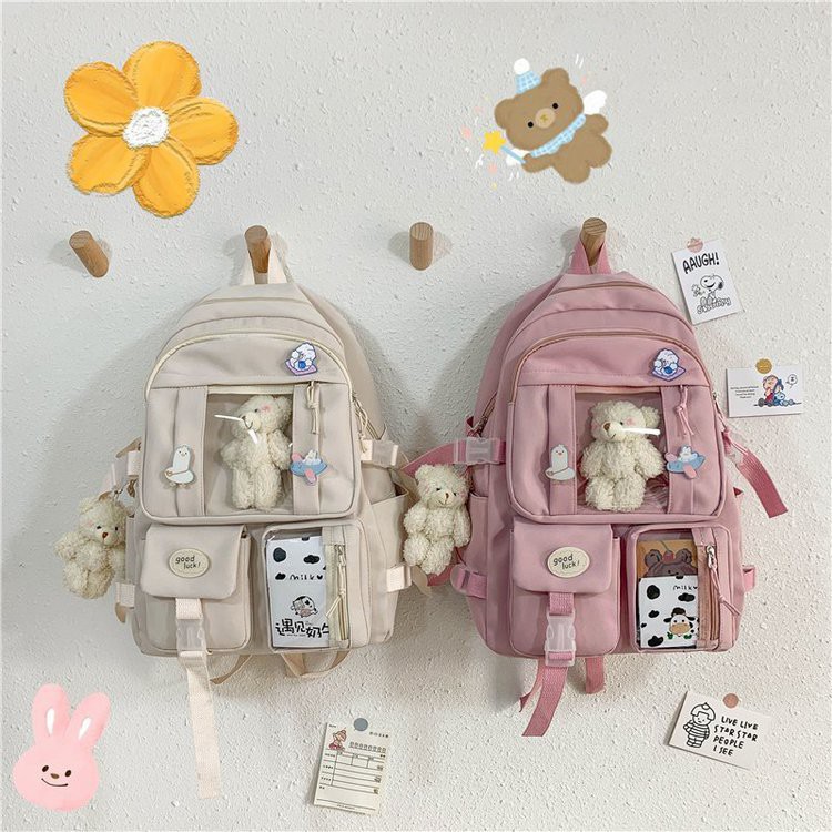 Balo nữ ulzzang đi học ulzzang nữ đẹp thời trang giá rẻ màu pastel nhẹ nhàng xinh xắn ( tặng kèm 3 sticker ) ulzzang 6