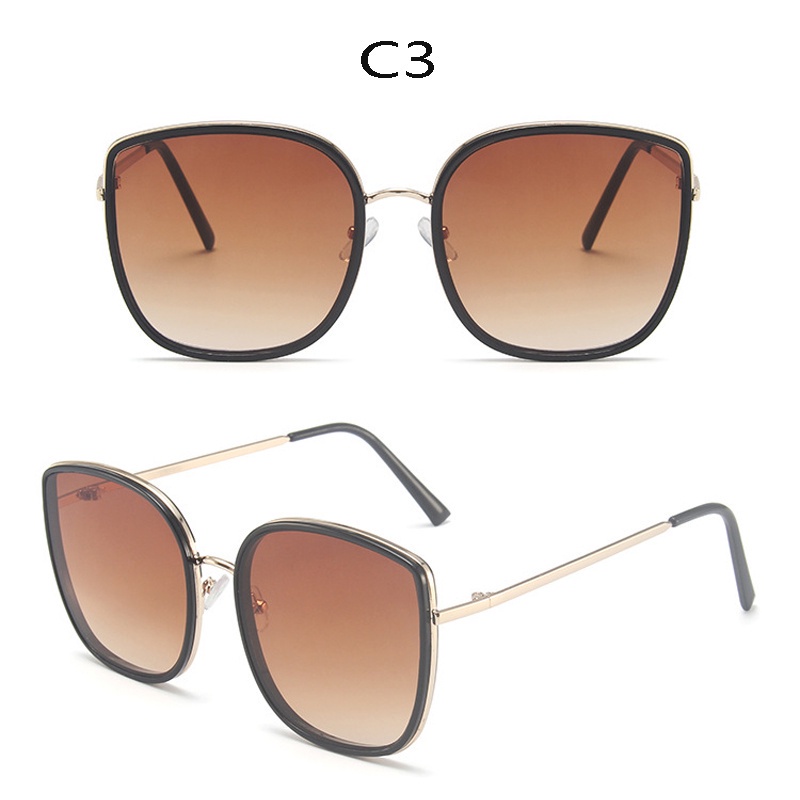 Kính Mát Gọng Vuông Kim Loại Chống Tia Cực Tím Cao Cấp Thời Trang Theo Phong Cách Hàn Quốc