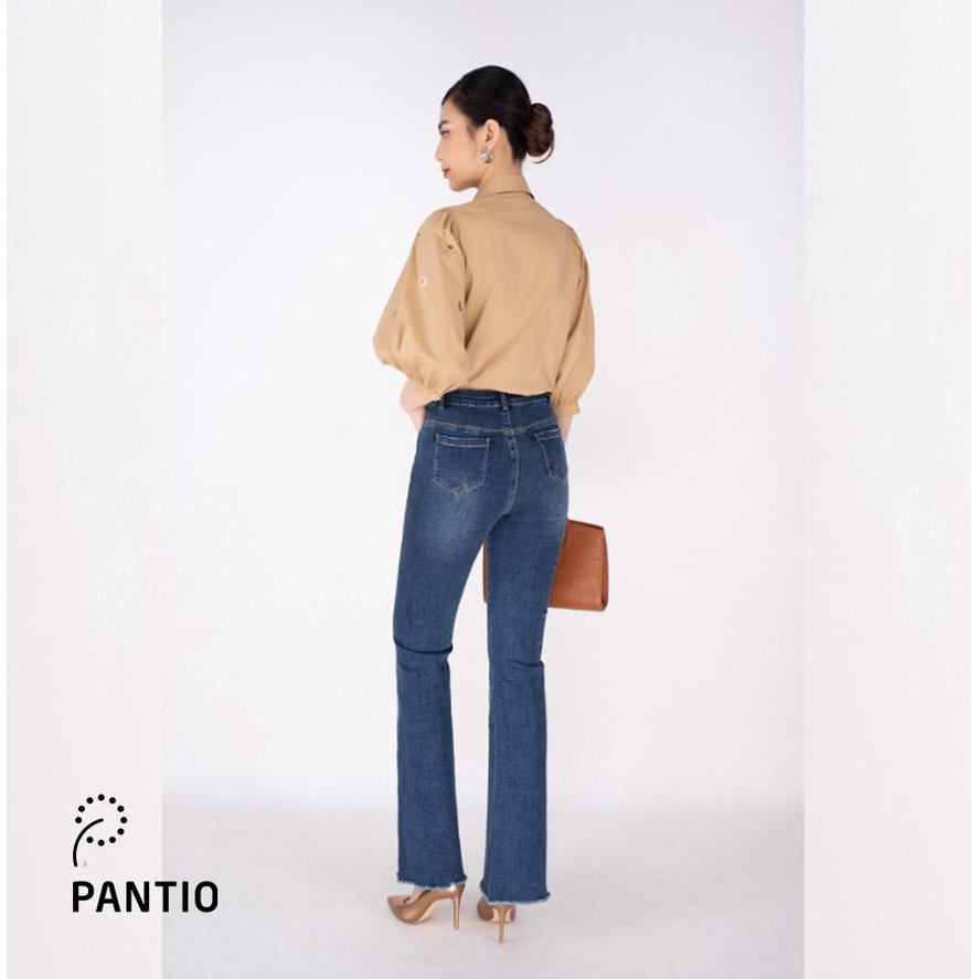 FAS33206 - Áo sơ mi công sở vải thô dáng suông tay bồng thêu trang trí - PANTIO