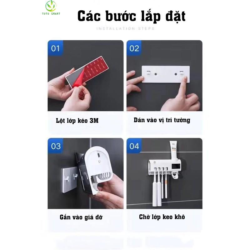  Giá treo bàn chải đánh răng khử trùng, kệ nhả kem đánh răng