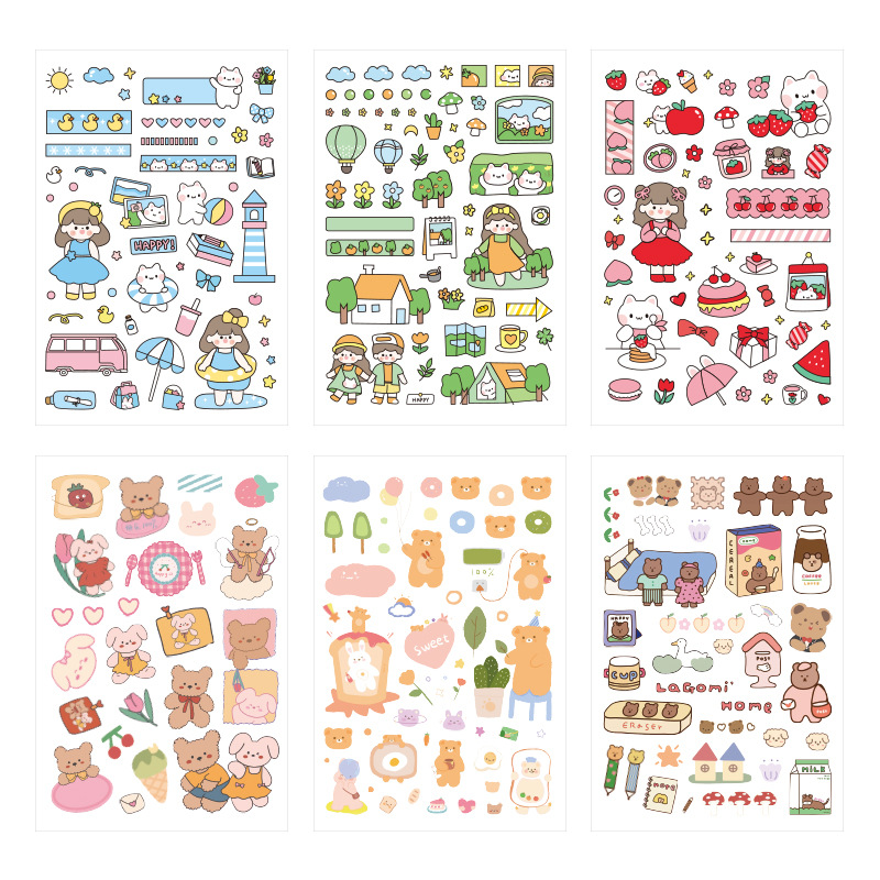 Set 6 tờ nhãn dán trang trí sổ lưu niệm