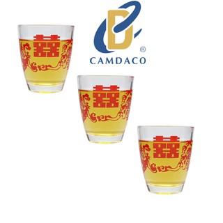FREESHIP TOÀN QUỐC 50K - Bộ 12 Ly Thủy Tinh Uống Trà 14 Hấp In Rồng Camdaco 70ml