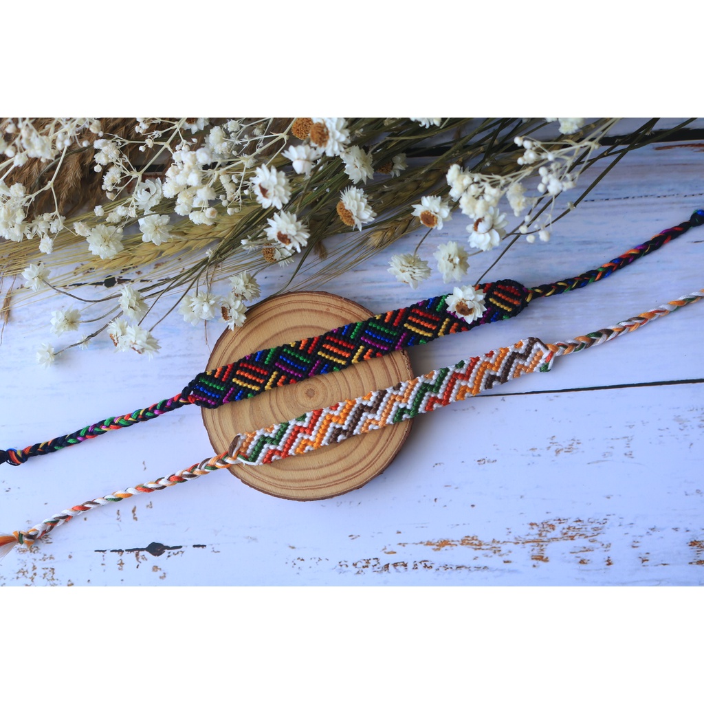Vòng tay, vòng chân handmade, phong cách vintage làm từ chỉ màu cho nam nữ