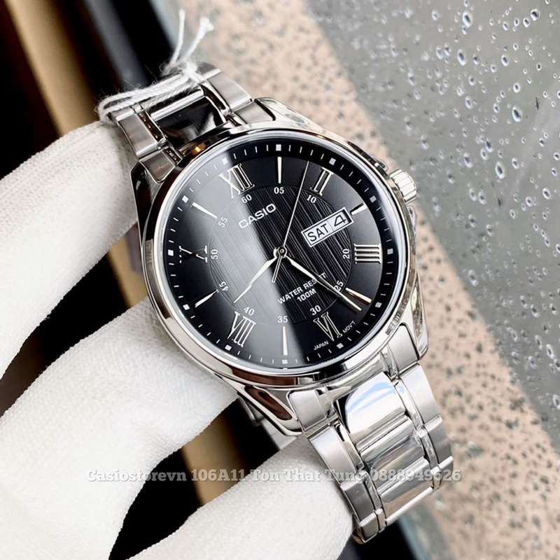 Đồng hồ Nam Casio MTP 1384D, đồng hồ chính hãng, dây kim loại, chống nước siêu tốt