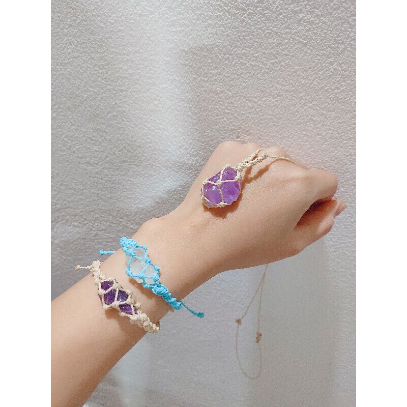 Vòng tay macrame Clear Quartz