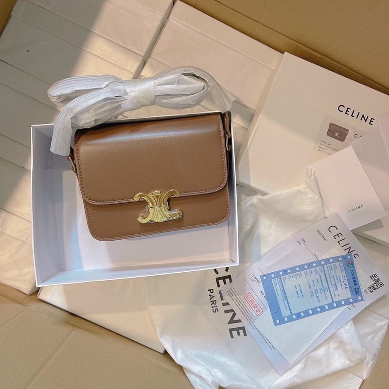 [MA CELI1190] Túi đeo chéo 2 màu đen và nâu sz 18 full box - kèm ảnh thật HANA BAG