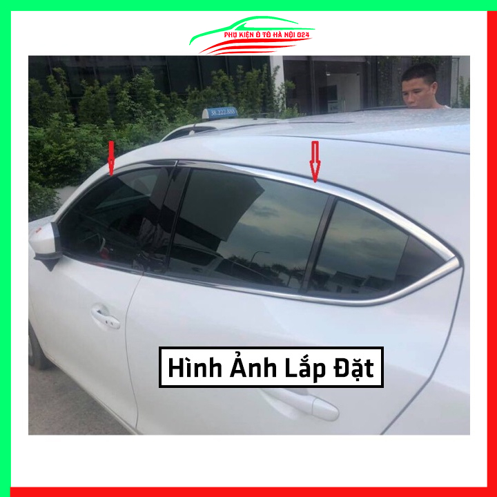 Bộ nẹp viền chân kính cong kính MAZDA 3 2015-2019 Inox sáng bóng chuẩn form xe