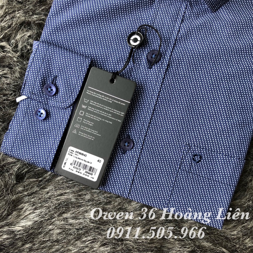 [XẢ LỖ SIZE 38] Áo Sơ mi dài tay Owen Regular fit màu xanh navy chấm bi trắng - AR68094