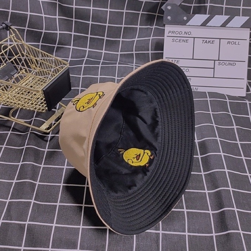 Nón bucket nam nữ, nón vành 2 mặt thêu hình gà cực cute
