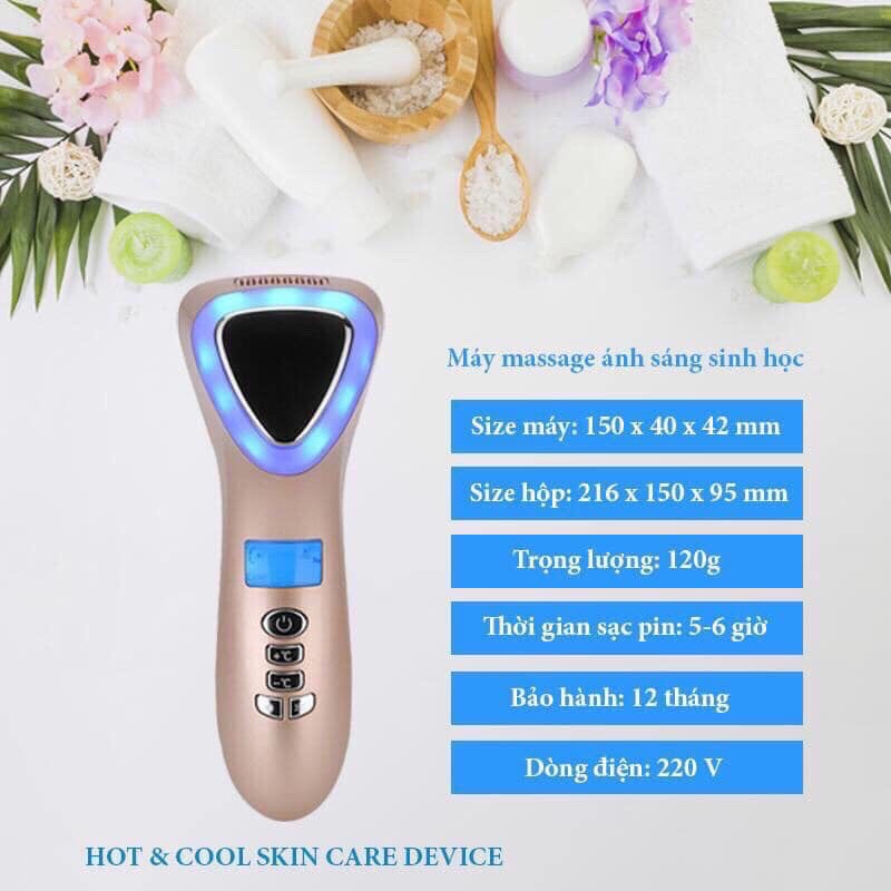 Búa Điện Di Nóng Lạnh Massage ION Ánh Sáng Sinh Học Trẻ Hóa Da D002