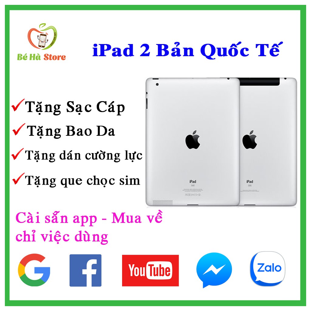 Máy Tính Bảng iPad 2 - 16G/ 32G/ 64Gb  (Wifi + 3G) - Zin Đẹp 99% - Tặng đầy đủ phụ kiện - Màn 9.7 inch - Ram 512Mb / A5 | BigBuy360 - bigbuy360.vn