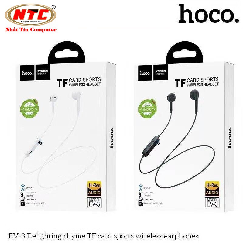 Tai nghe bluetooth nhét tai Hoco EV-3 V5.0 Hỗ trợ khe gắn thẻ nhớ - Hãng phân phối chính thức