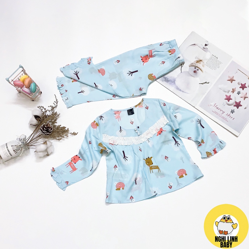 Bộ đồ vải tole (tôn) lanh cho bé gái tay dài quần dài hàng việt nam xuất khẩu - VNXK - Nghi Linh Baby