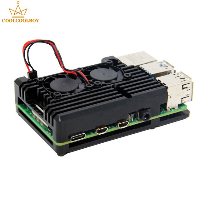 Hộp Nhôm Đựng Bảo Vệ Raspberry Pi 4 Kèm Quạt Tản Nhiệt Kép