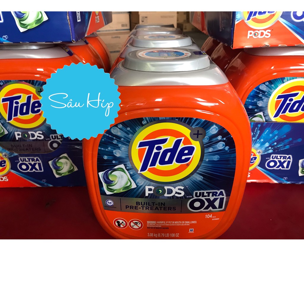 Viên Giặt Xả Tide Pods 104 Viên Ultra Oxi Hàng Chuẩn Mỹ