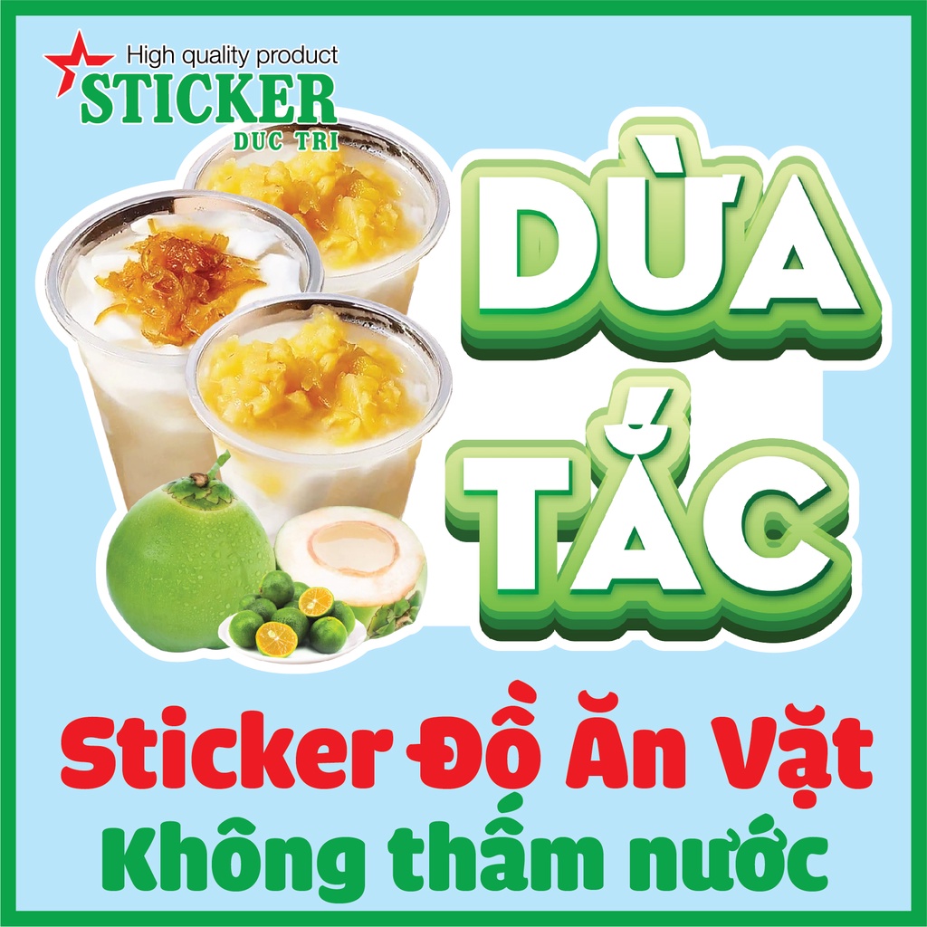 Sticker miếng dán hình Cà Phê, Chanh Dây, Đá Me, Milo Dầm, Nước giải khát... dùng để trang trí quán.