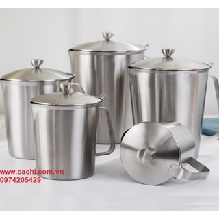 Ca inox - Ca đong bằng inox 304 CHIA VẠCH CÓ NẮP các loại 500ml 700ml 1000ml 1500ml 2000ml sáng bóng