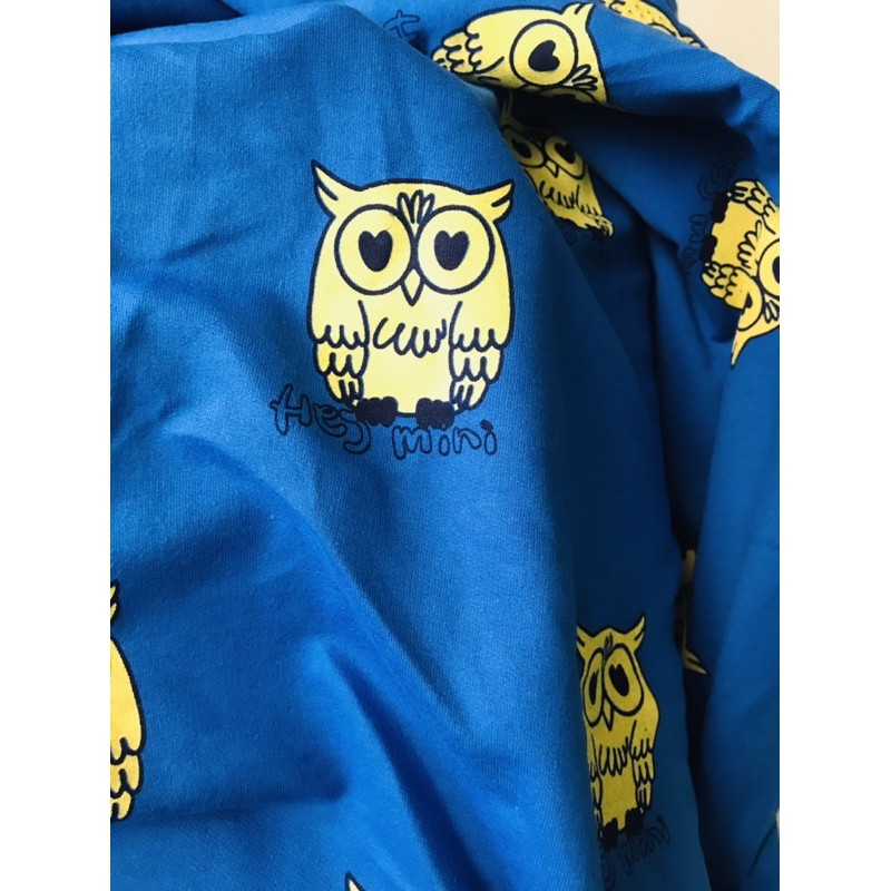 Vải thun cotton da cá Hàn hình chim cú