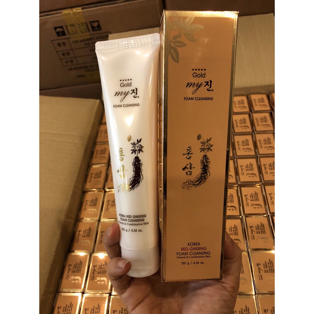 Sữa rửa mặt sâm vàng, sâm đỏ  My Gold Ginseng Foam Cleansing  chống lão hóa trắng da Hàn Quốc 120g - Hàng Chính Hãng