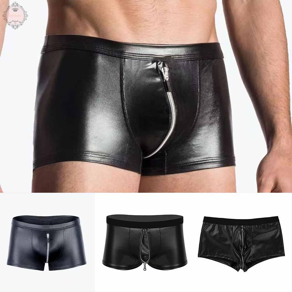 Men Boxer Briefs Boxers For Men Faux Leather Low Rise Underwear Men\'s Panties